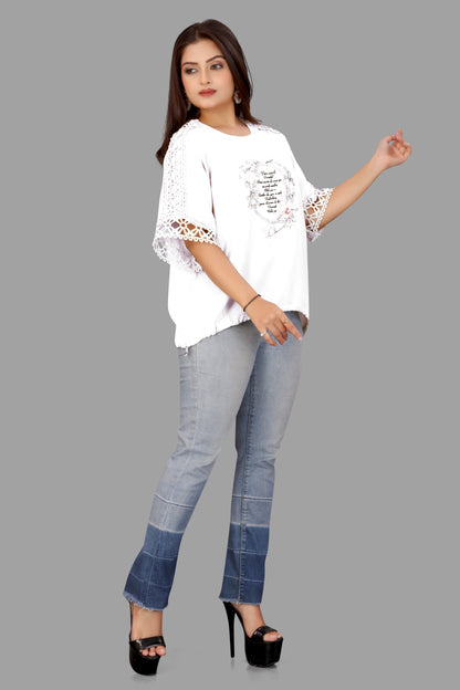 Women's Printed Floral Frame Top