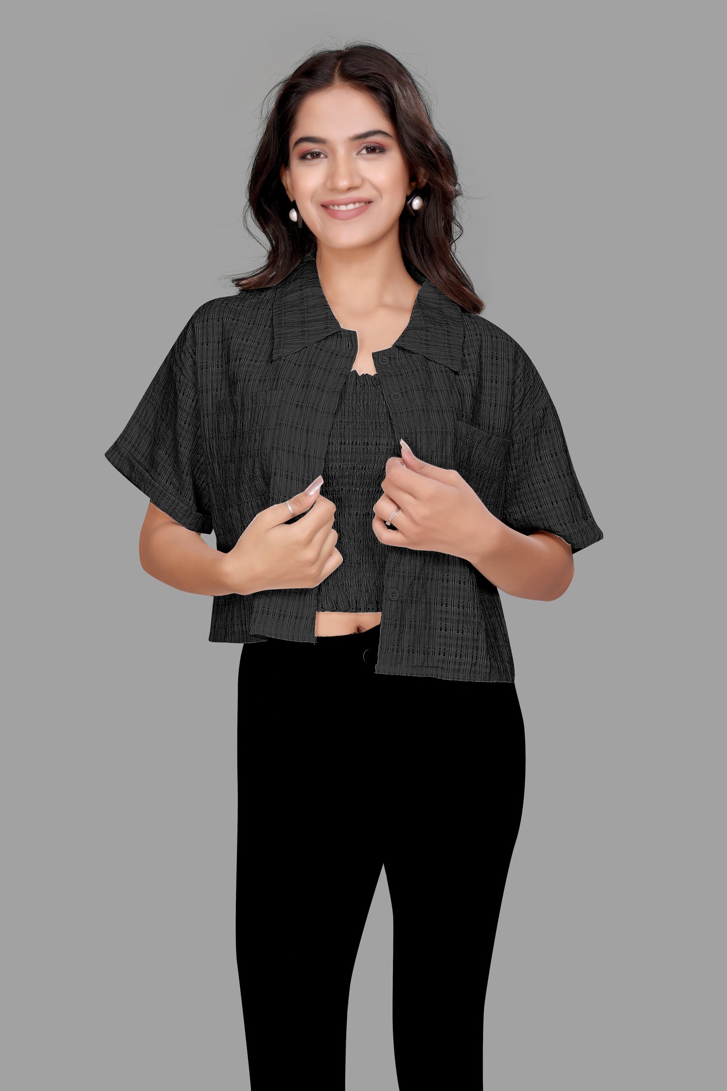 Women’s Layered Tank Top with Shirt – Stylish Two-Piece Casual Set