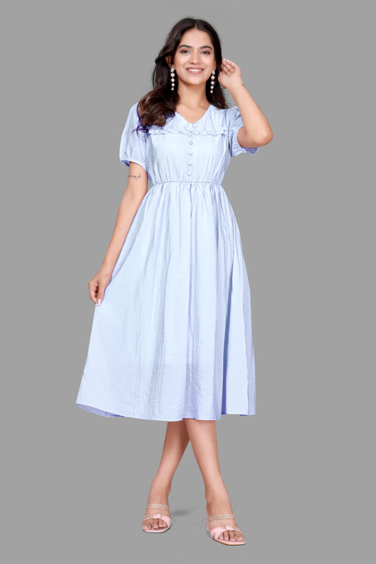 Women's Puff Sleeve Flared Frock