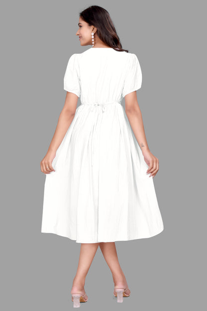 Women's Puff Sleeve Flared Frock