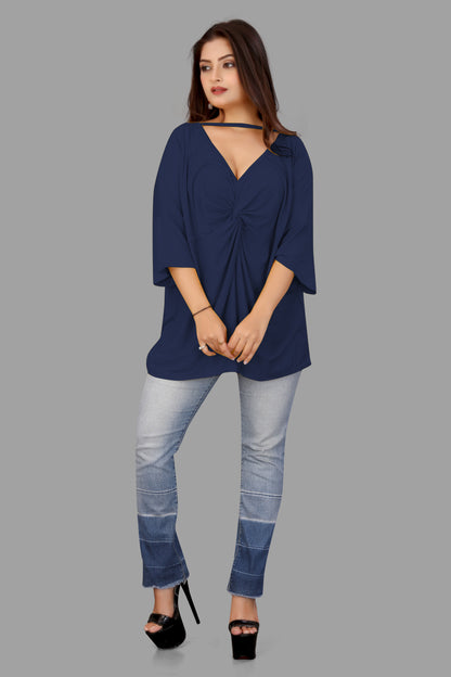 Women's Deep V-Neck Twisted Front Top
