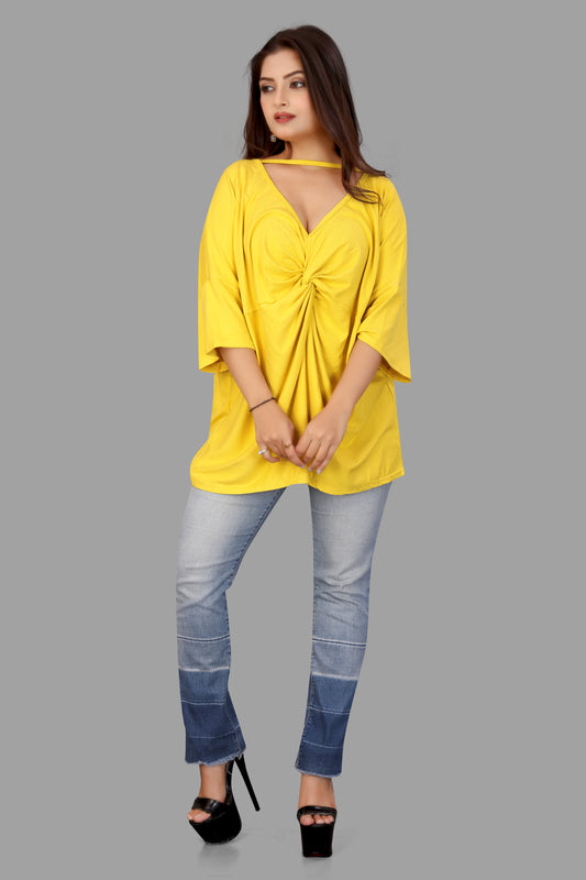 Women's Deep V-Neck Twisted Front Top