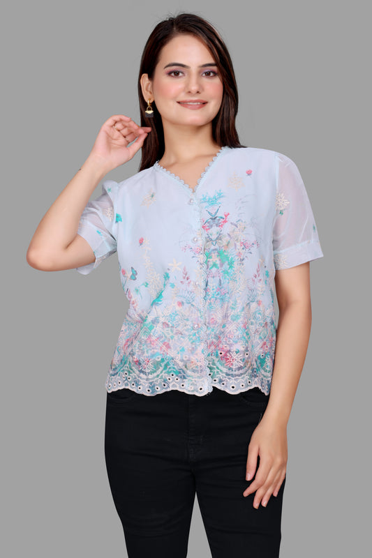 Elegant Floral Embroidered Top