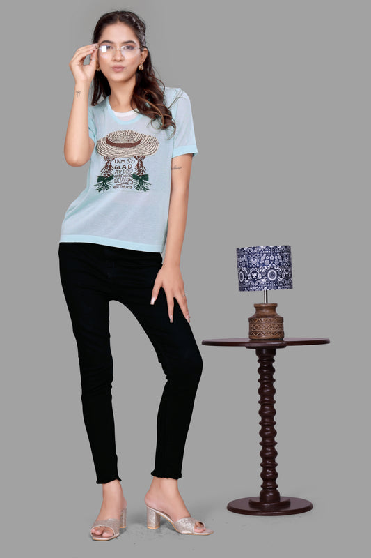 Women’s Casual Graphic Cotton T-Shirt – Nature-Inspired Printed Tee