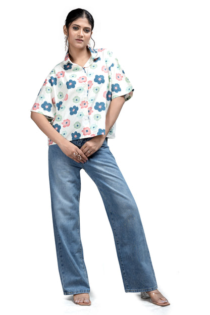 Relaxed Fit Flower Print Shirt for Casual Wear
