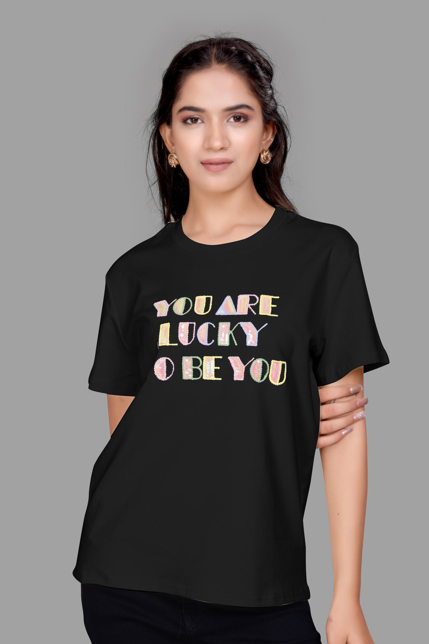 Oversized T-Shirt for Women with sequence work