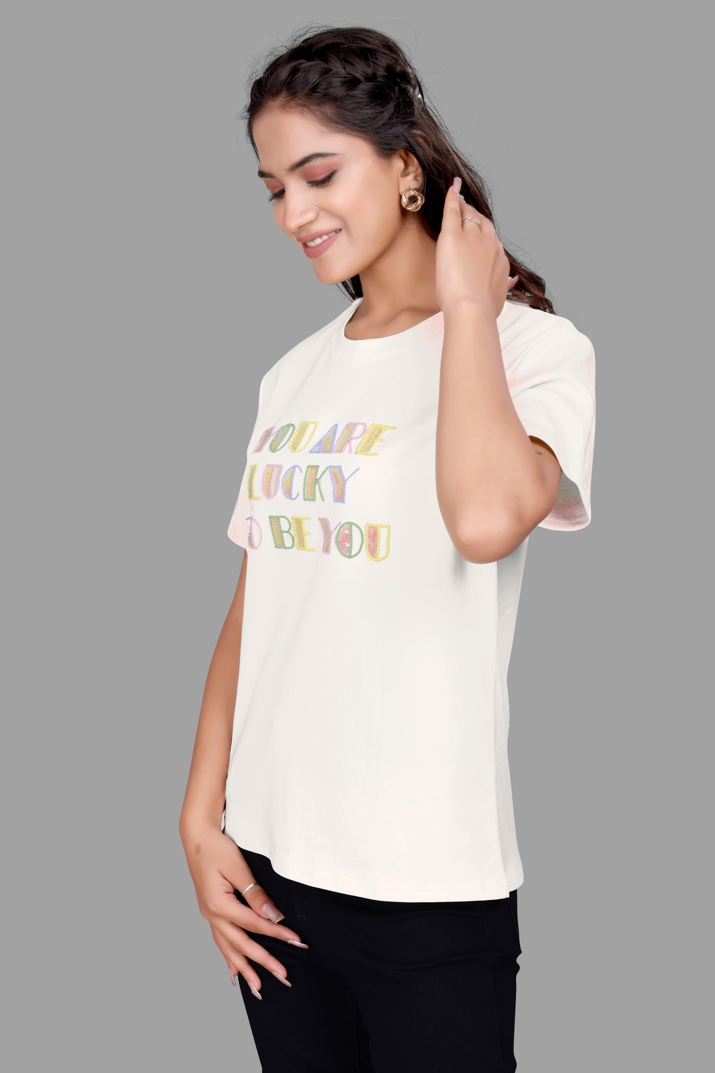 Oversized T-Shirt for Women with sequence work