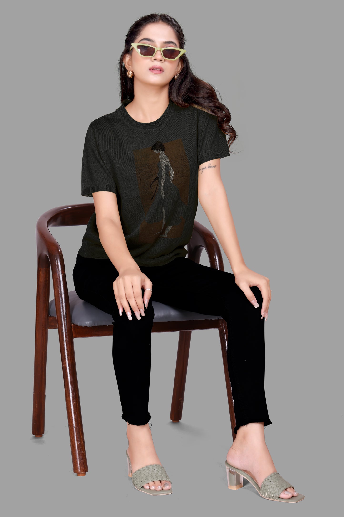Artistic Print Knit Top for Women