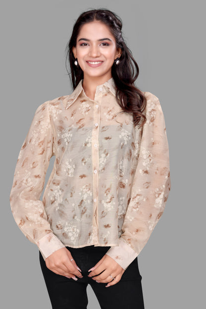 Women's Sheer Floral Print Shirt