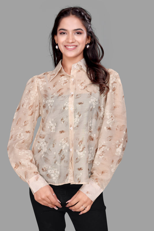 Women's Sheer Floral Print Shirt