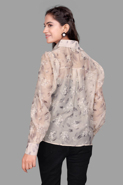 Women's Sheer Floral Print Shirt