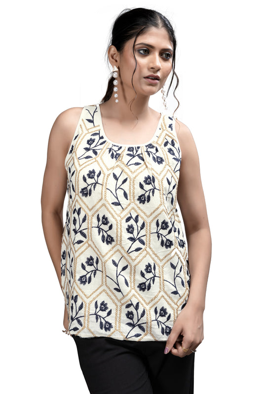 Geometric and Floral Embroidered Tunic