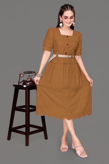 Stylish Women's Pink Midi Dress - Casual & Trendy