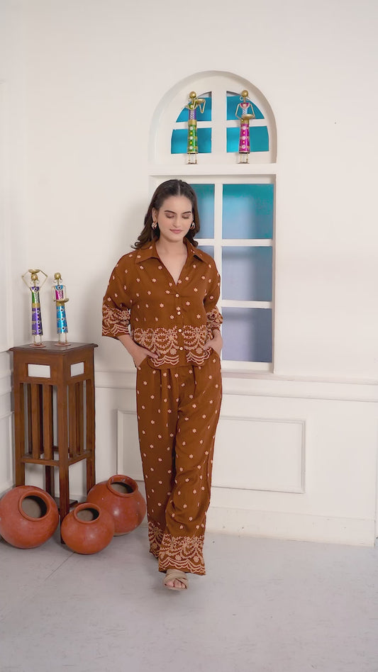 Designer Patterned Shirt and Pant Set Co ord set